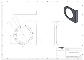 Engineering shop drawing of a metal sheet bracket for the UV-C reactor assembly