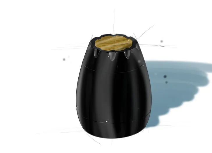 Early concept render of the countertop whiskey aging device